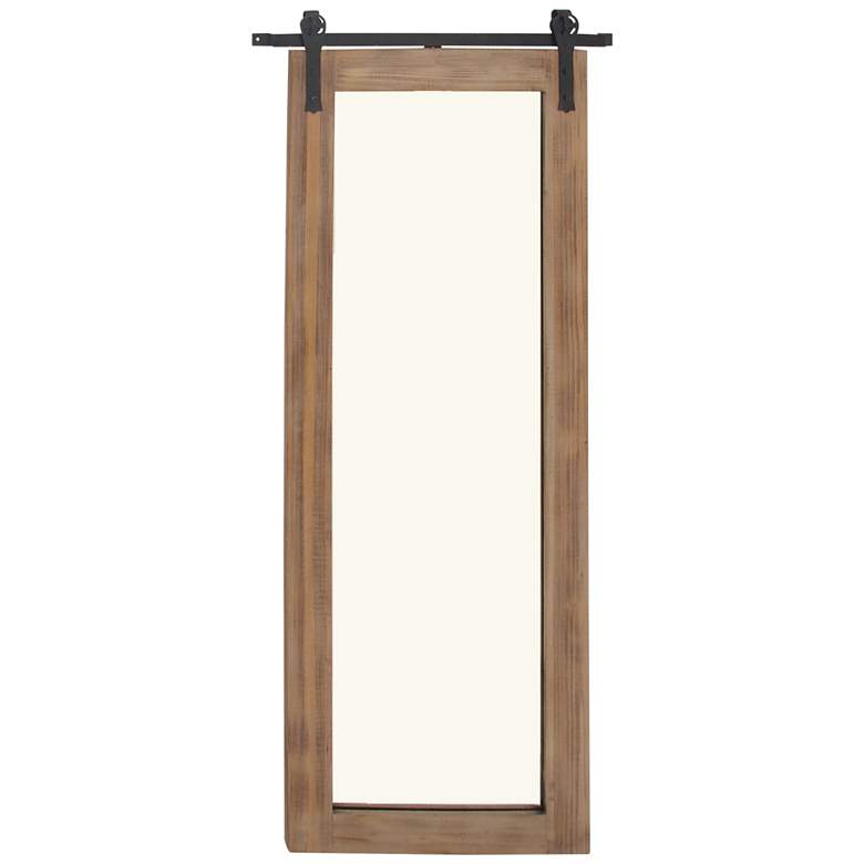 Image 6 Breckin Distressed Brown Wood 34" x 71" Wall/Floor Mirror more views