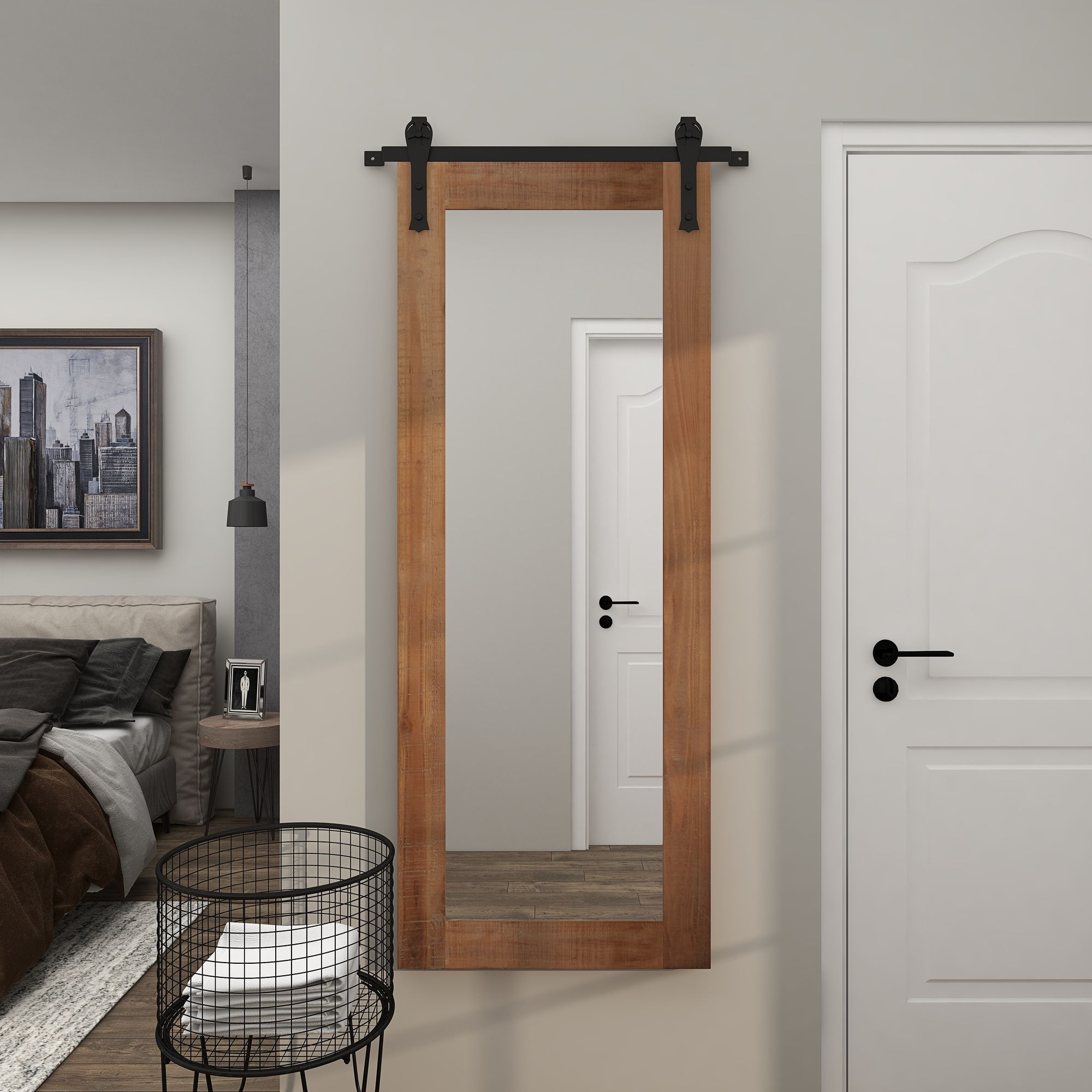 Breckin Distressed Brown Wood 34" x 71" Wall/Floor Mirror
