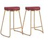 Bree 26 1/4" Burgundy Faux Leather Modern Luxe Counter Stools Set of 2 in scene