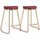 Bree 26 1/4" Burgundy Faux Leather Modern Luxe Counter Stools Set of 2