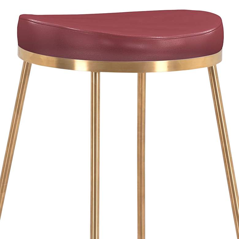Image 4 Bree 26 1/4 inch Burgundy Faux Leather Modern Luxe Counter Stools Set of 2 more views