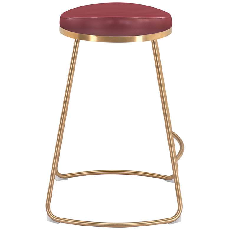 Image 6 Bree 26 1/4 inch Burgundy Faux Leather Modern Luxe Counter Stools Set of 2 more views