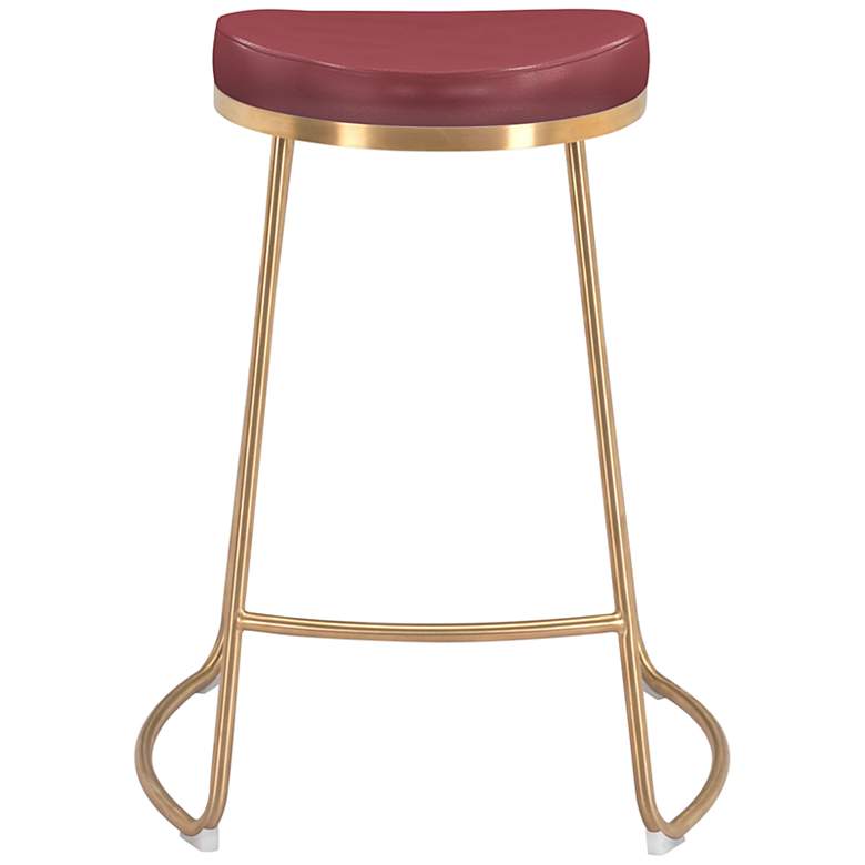 Image 7 Bree 26 1/4" Burgundy Faux Leather Modern Luxe Counter Stools Set of 2 more views