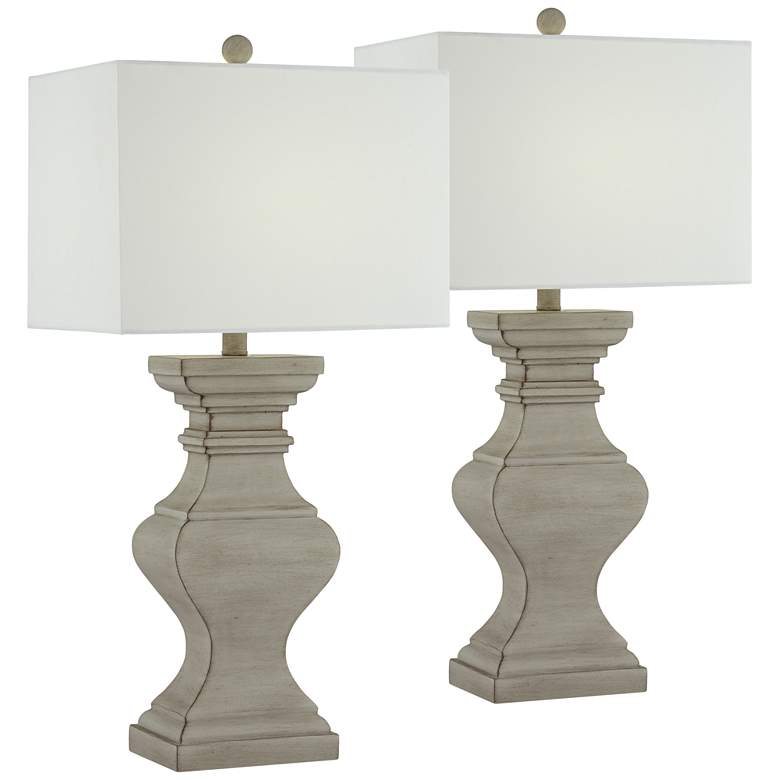 Bree Beige Rustic Farmhouse Table Lamps Set of 2