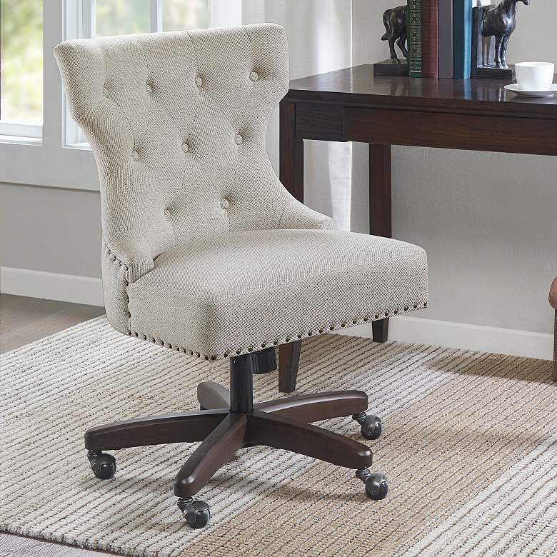 Image 1 Bree Cream Fabric Tufted Adjustable Swivel Office Chair