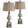 Bree Distressed Blue w/ Cream and Blue Table Lamps Set of 2