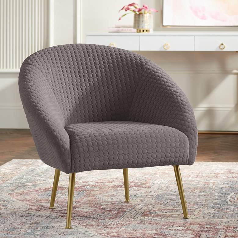 Image 1 Bree Gray Accent Chair with Gold Legs