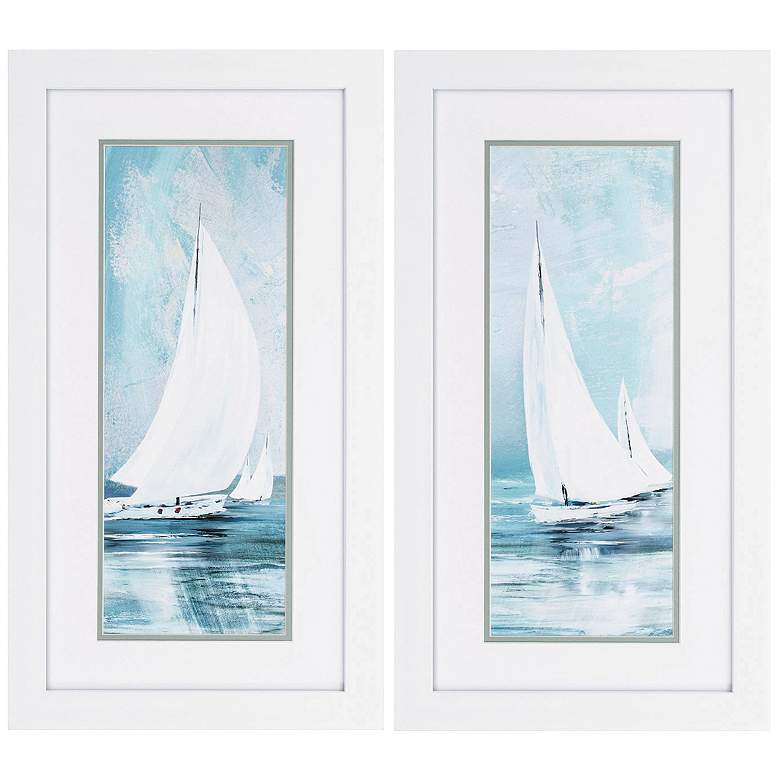 Image 1 Breezy Sail 15"W x 27"H Framed Art Set of 2