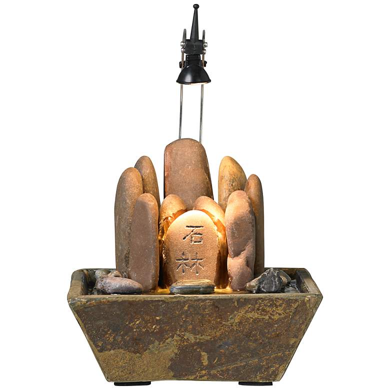 Image 1 Breland Rock and Slate Lighted 15 inch High Table Fountain