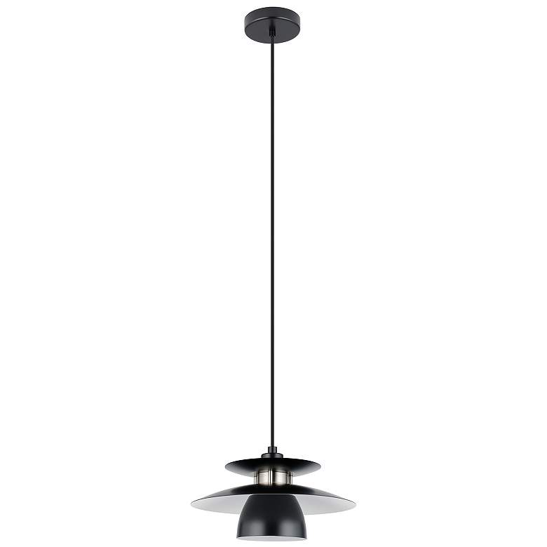 Image 1 Brenda 12.6" Wide Black Mini Pendant With Black and White Metal Shade