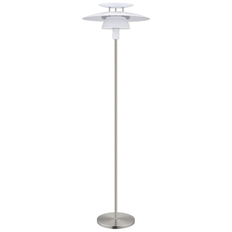 Image 1 Brenda Floor Lamp Satin Nickel White Shade, 60W