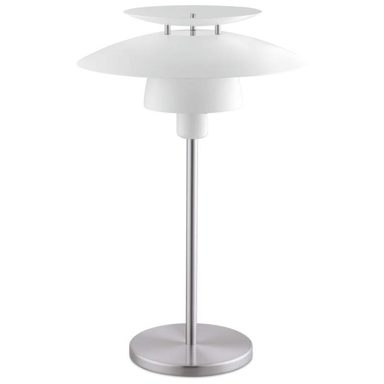Image 1 Brenda Table Lamp, Satin Nickel, White Shade