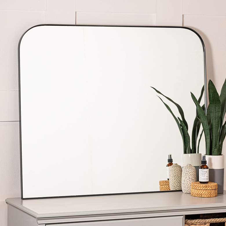 Image 1 Brendan Matte Black Metal 40" x 34" Rectangular Wall Mirror
