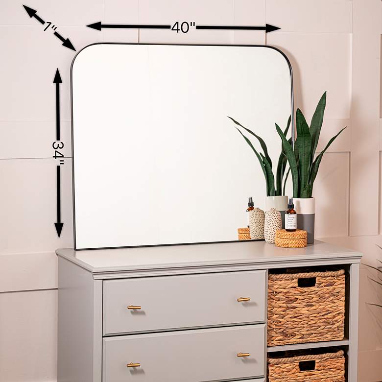 Image 5 Brendan Matte Black Metal 40" x 34" Rectangular Wall Mirror more views