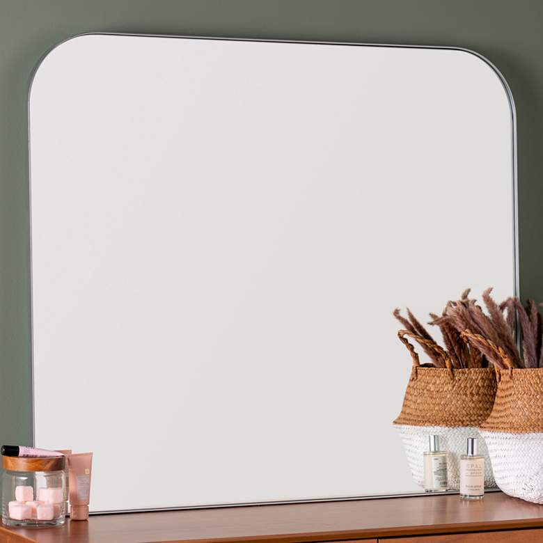 Image 1 Brendan Shiny Silver 40" x 34 1/4" Rectangular Wall Mirror