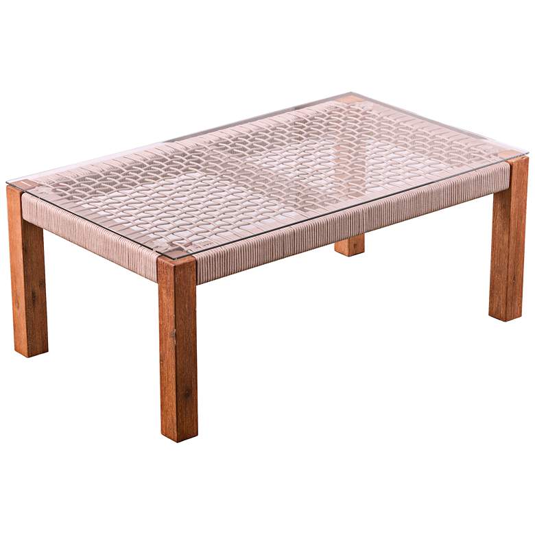 Image 2 Brendina 39 1/2"W Oiled Acacia Wood Outdoor Cocktail Table