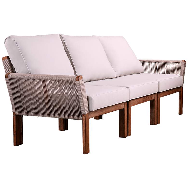 Image 3 Brendina 86 3/4" Wide White Fabric 3-Seater Outdoor Sofa