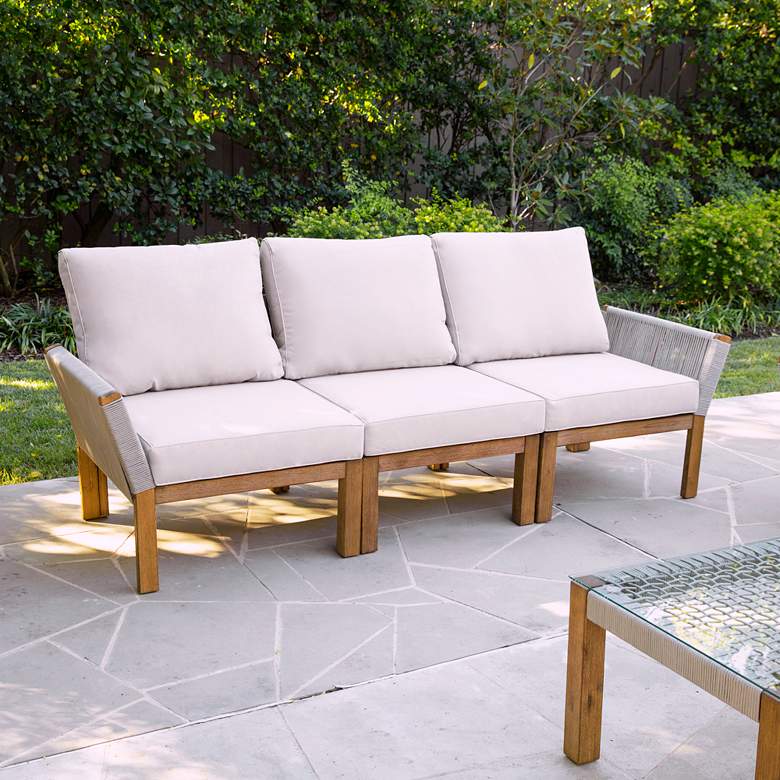 Image 2 Brendina 86 3/4" Wide White Fabric 3-Seater Outdoor Sofa