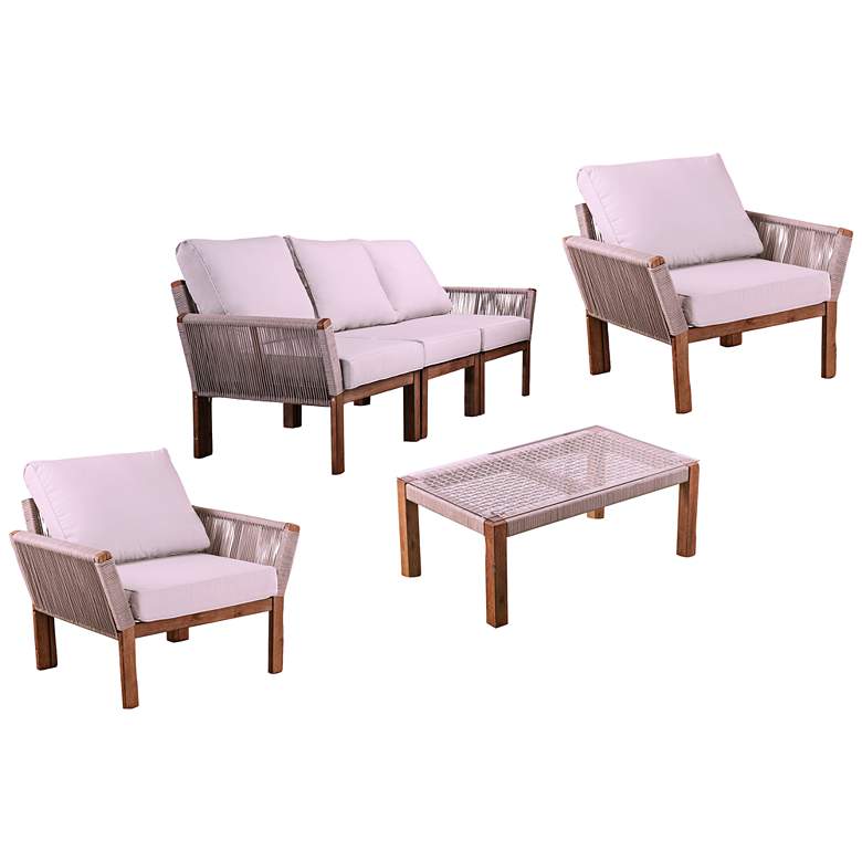 Image 2 Brendina White 4-Piece Outdoor Cocktail Table and Chair Set