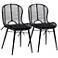 Brenna Black Rattan Metal Dining Chairs Set of 2