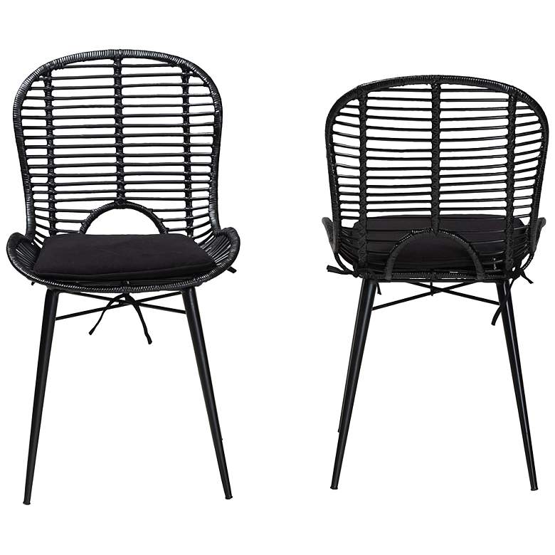 Image 6 Brenna Black Rattan Metal Dining Chairs Set of 2 more views