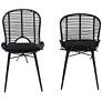 Brenna Black Rattan Metal Dining Chairs Set of 2