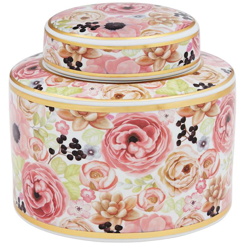 Image 3 Brenna Multi-Color Floral 8 inch Wide Round Jar with Lid