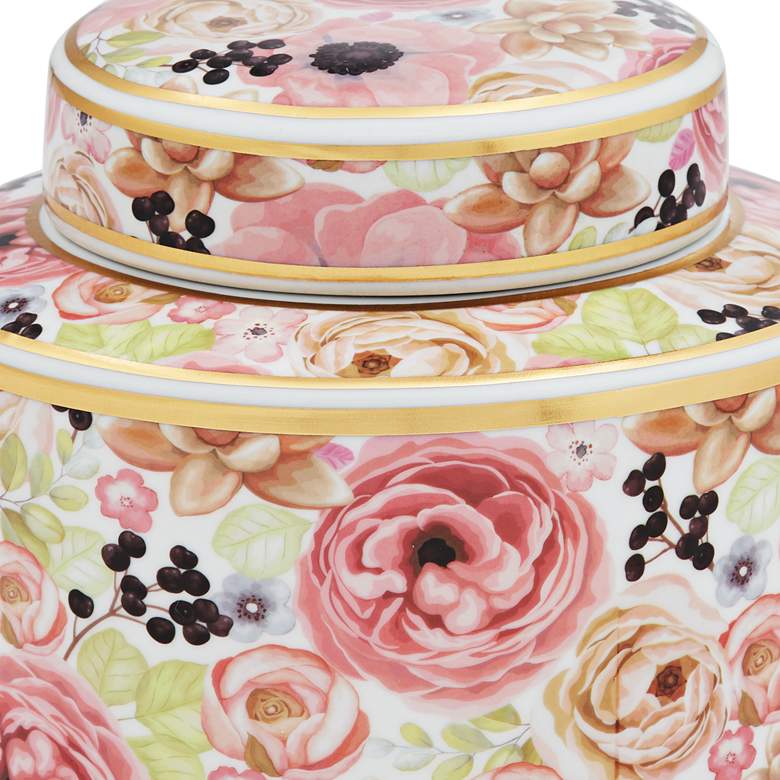 Image 4 Brenna Multi-Color Floral 8 inch Wide Round Jar with Lid more views