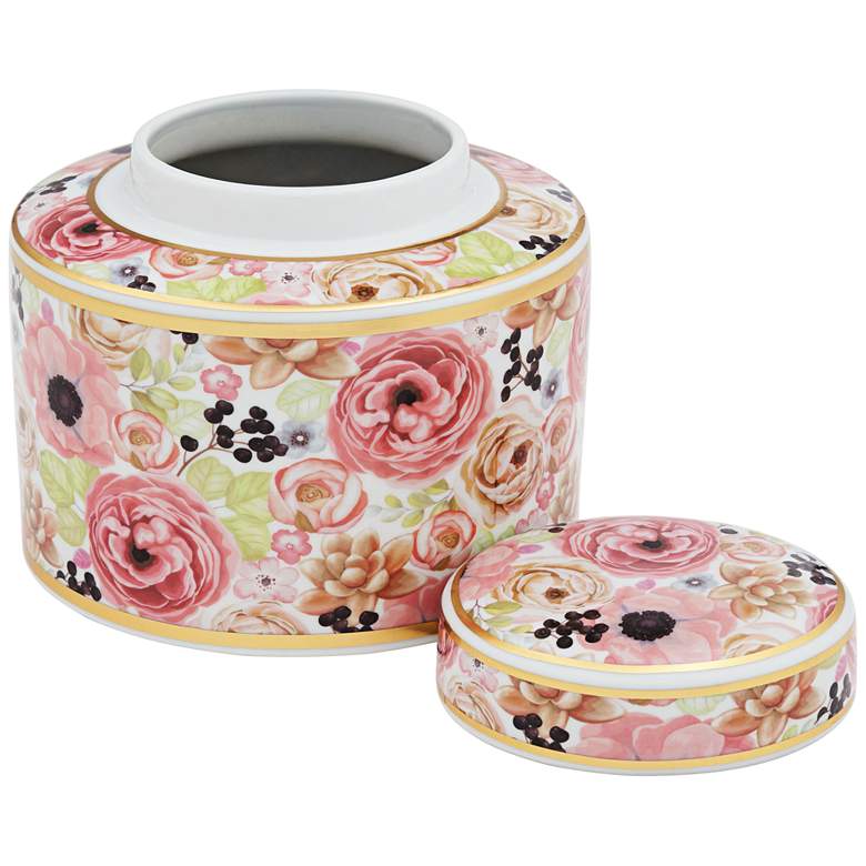 Image 5 Brenna Multi-Color Floral 8 inch Wide Round Jar with Lid more views
