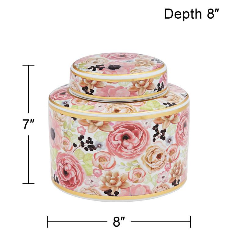Image 6 Brenna Multi-Color Floral 8 inch Wide Round Jar with Lid more views
