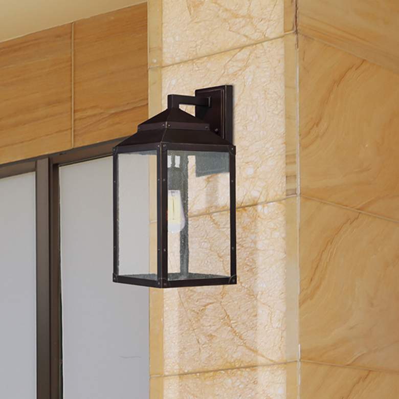 Image 1 Brennan 1-Light Outdoor Wall Lantern in English Bronze with Gold