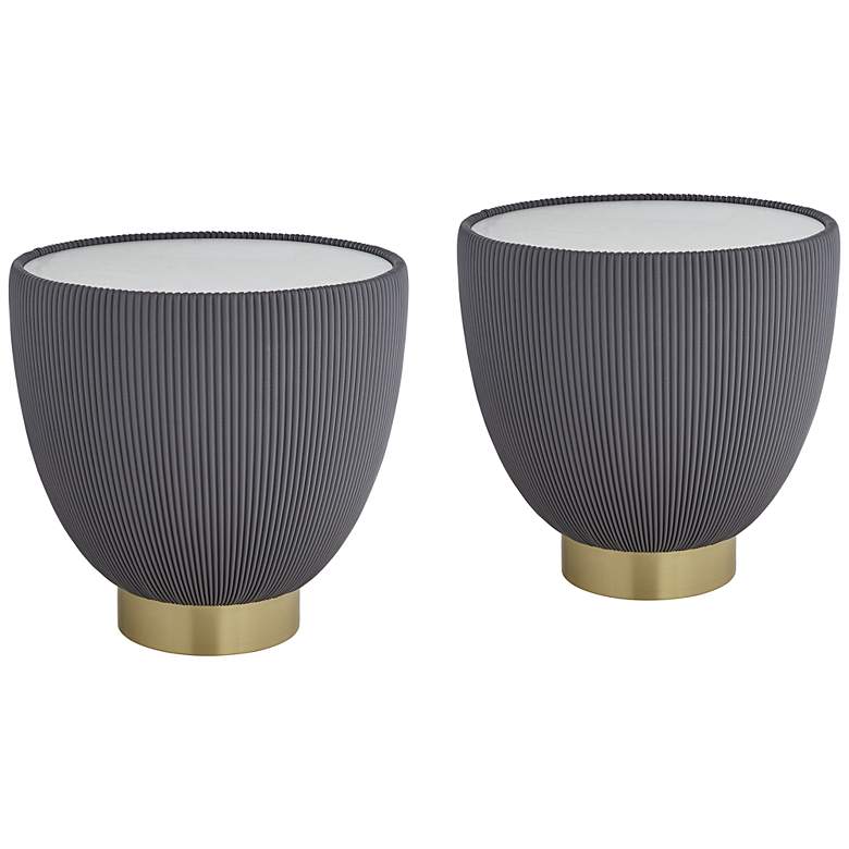 Image 1 Brennan 18 1/2" Wide Gray and Faux Marble Coffee Tables Set of 2