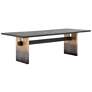 Brennan 94" Wide Brass Iron and Oak Ombre Dining Table in scene