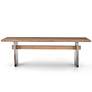 Brennan 94" Wide Pewter Iron and Oak Ombre Dining Table in scene