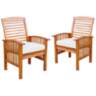 Brennan Brown Acacia Patio Chairs with Cushions Set of 2