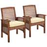 Brennan Dark Brown Patio Chairs with Cushions Set of 2