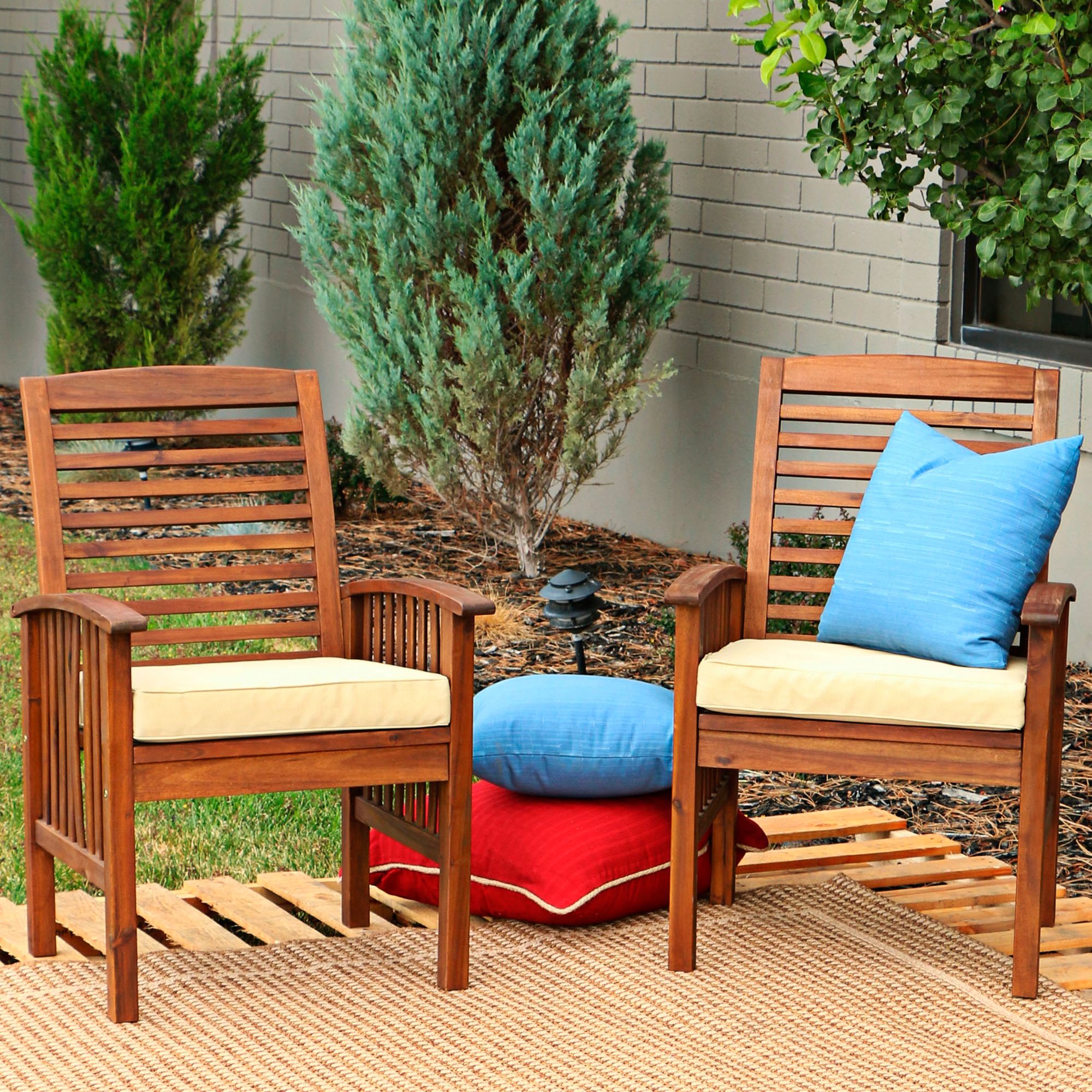 set of 2 patio chairs with cushions