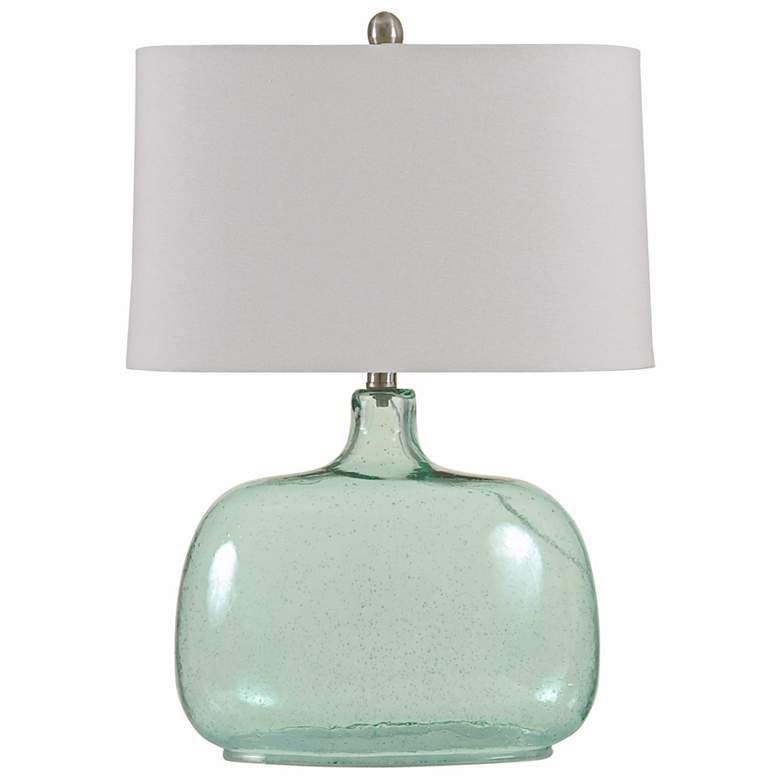 Image 1 Brentford Seeded Teal Glass Table Lamp