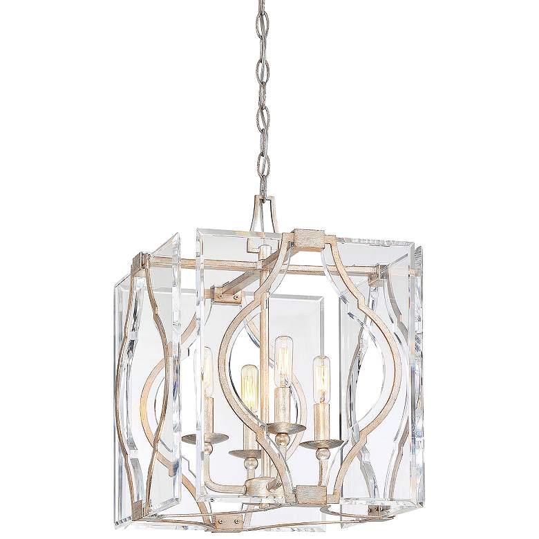 Image 2 Brenton Cove 14 inchW Gold Mist Gold Leaf 4-Light Foyer Pendant