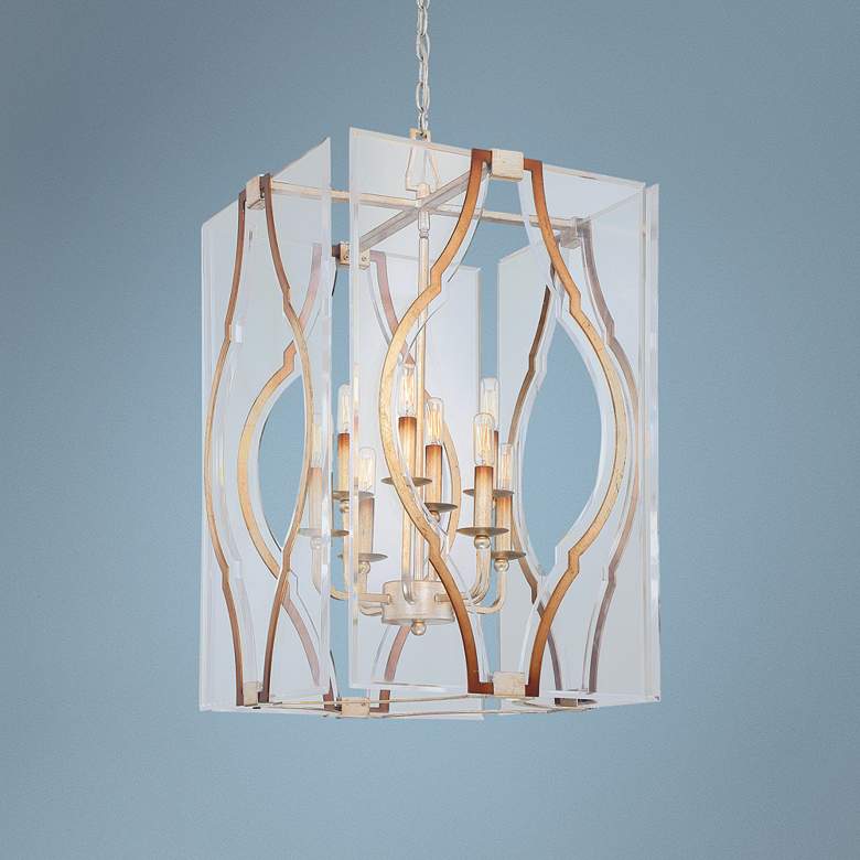 Image 1 Brenton Cove 18"W Gold Mist Gold Leaf 8-Light Foyer Pendant