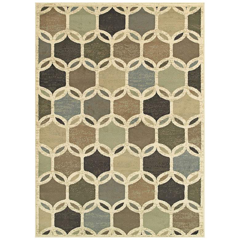 Image 1 Brentwood 090W9 5&#39;3 inchx7&#39;3 inch Ivory Multi-Color Area Rug