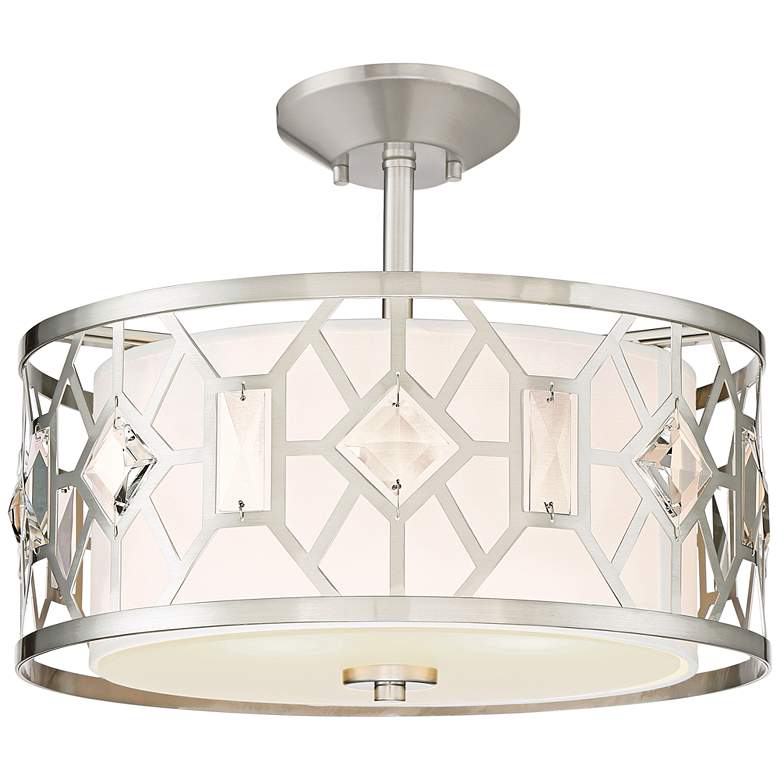 Image 2 Brentwood 15 1/2" Wide Satin Platinum 2-Light Ceiling Light