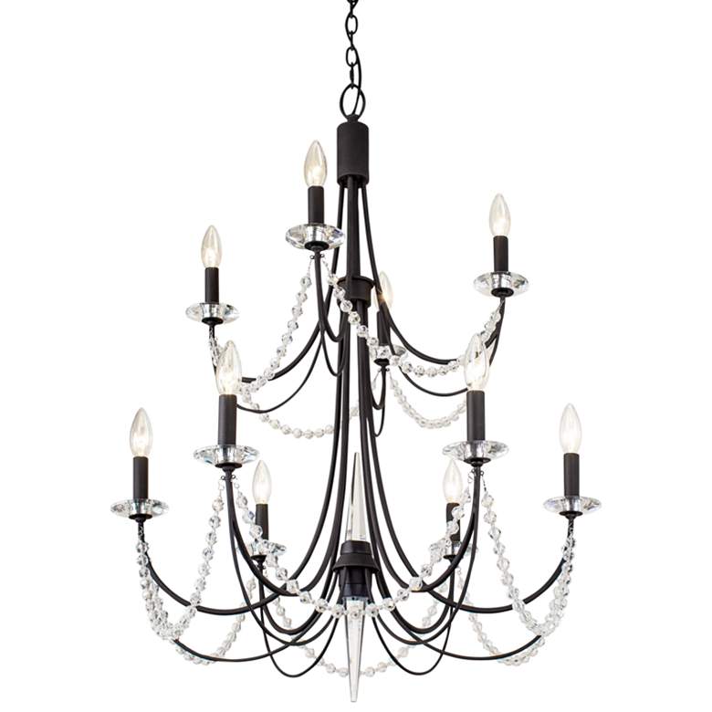 Image 2 Brentwood 26 inch Wide Carbon Black 10-Light 2-Tier Chandelier