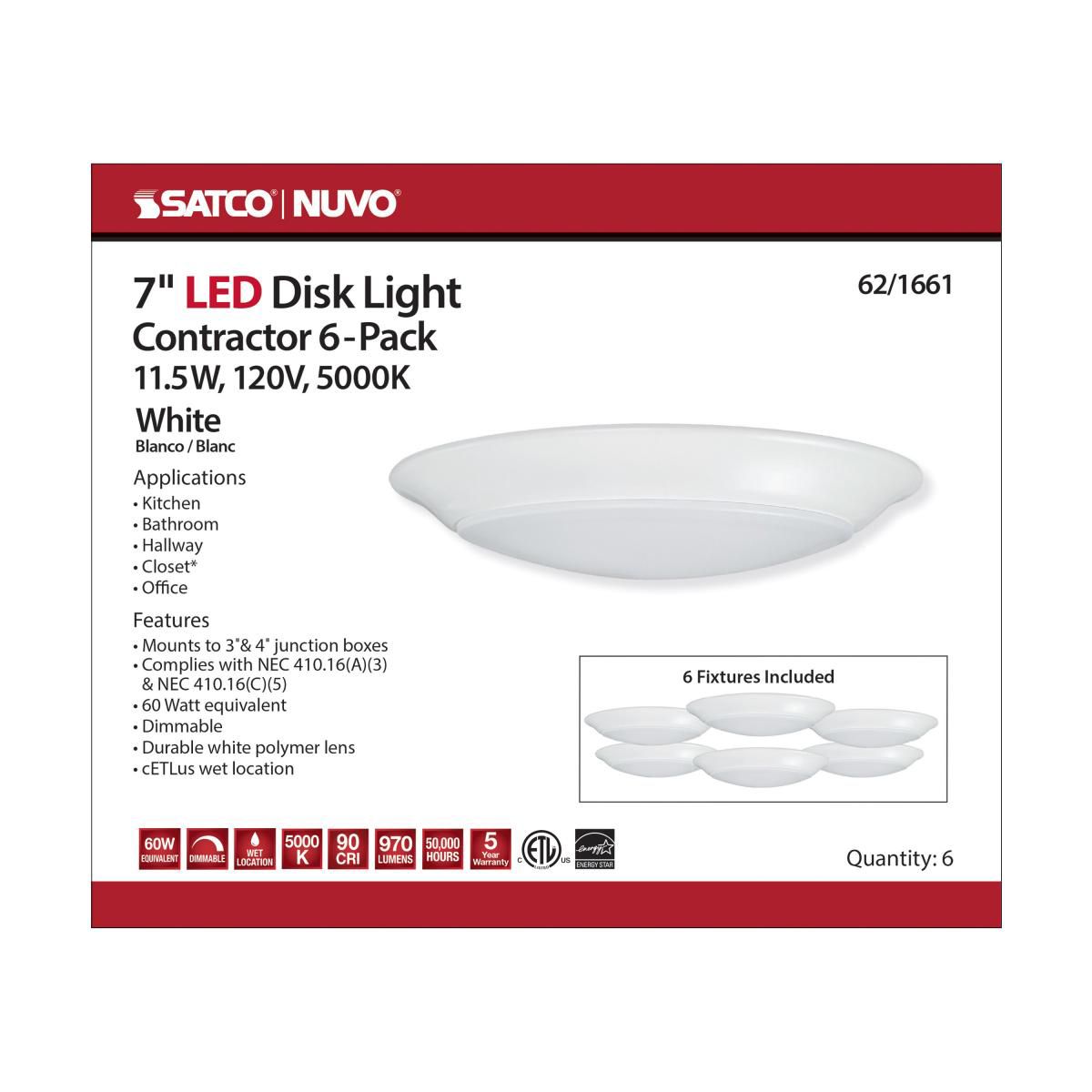 Image 5 Brentwood 8" Wide Matte White Round LED Disk Ceiling Light 6 Pack more views