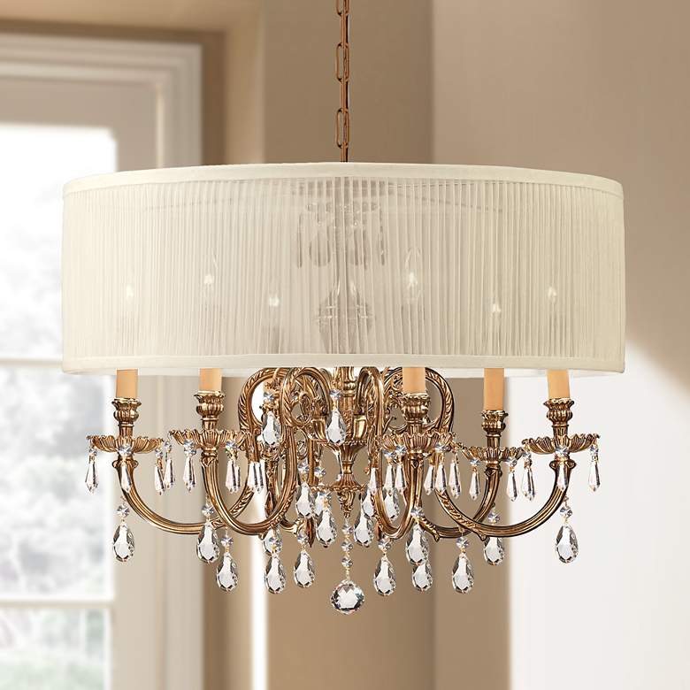 Image 1 Brentwood Collection Olde Brass 6-Light Crystal Chandelier