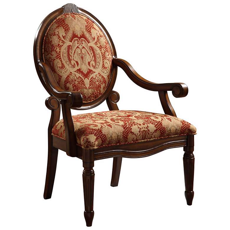 Image 1 Brentwood Traditional Wood Armchair in Burgundy and Gold Chenille