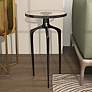 Breskin 13"W Clear Glass Black Metal Round Accent End Table