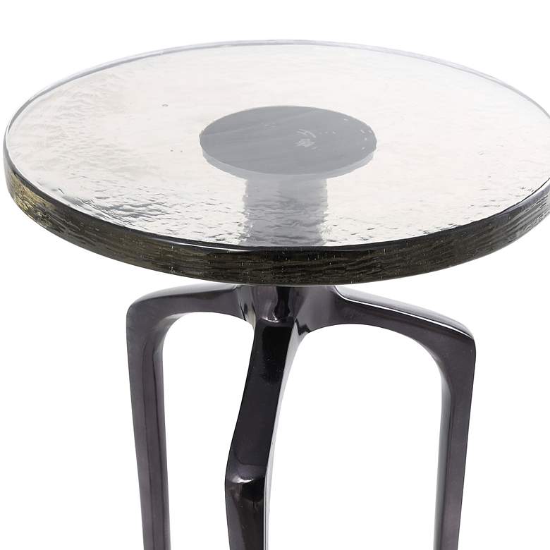 Image 3 Breskin 13"W Clear Glass Black Metal Round Accent End Table more views