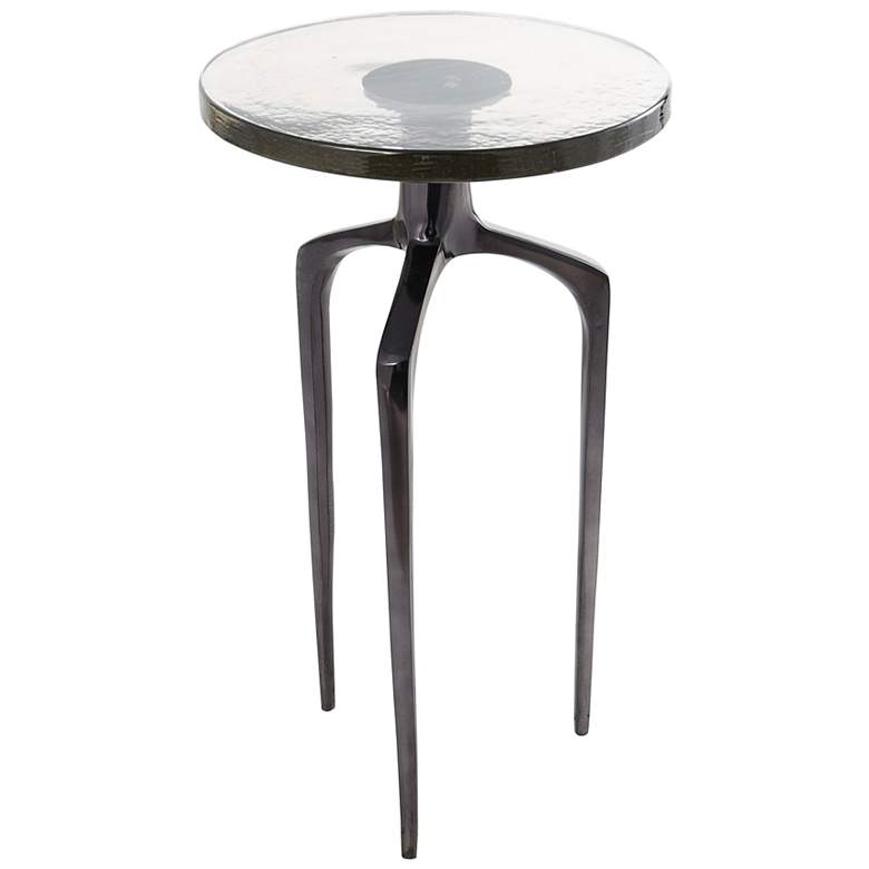 Image 4 Breskin 13"W Clear Glass Black Metal Round Accent End Table more views