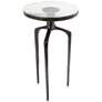 Breskin 13"W Clear Glass Black Metal Round Accent End Table